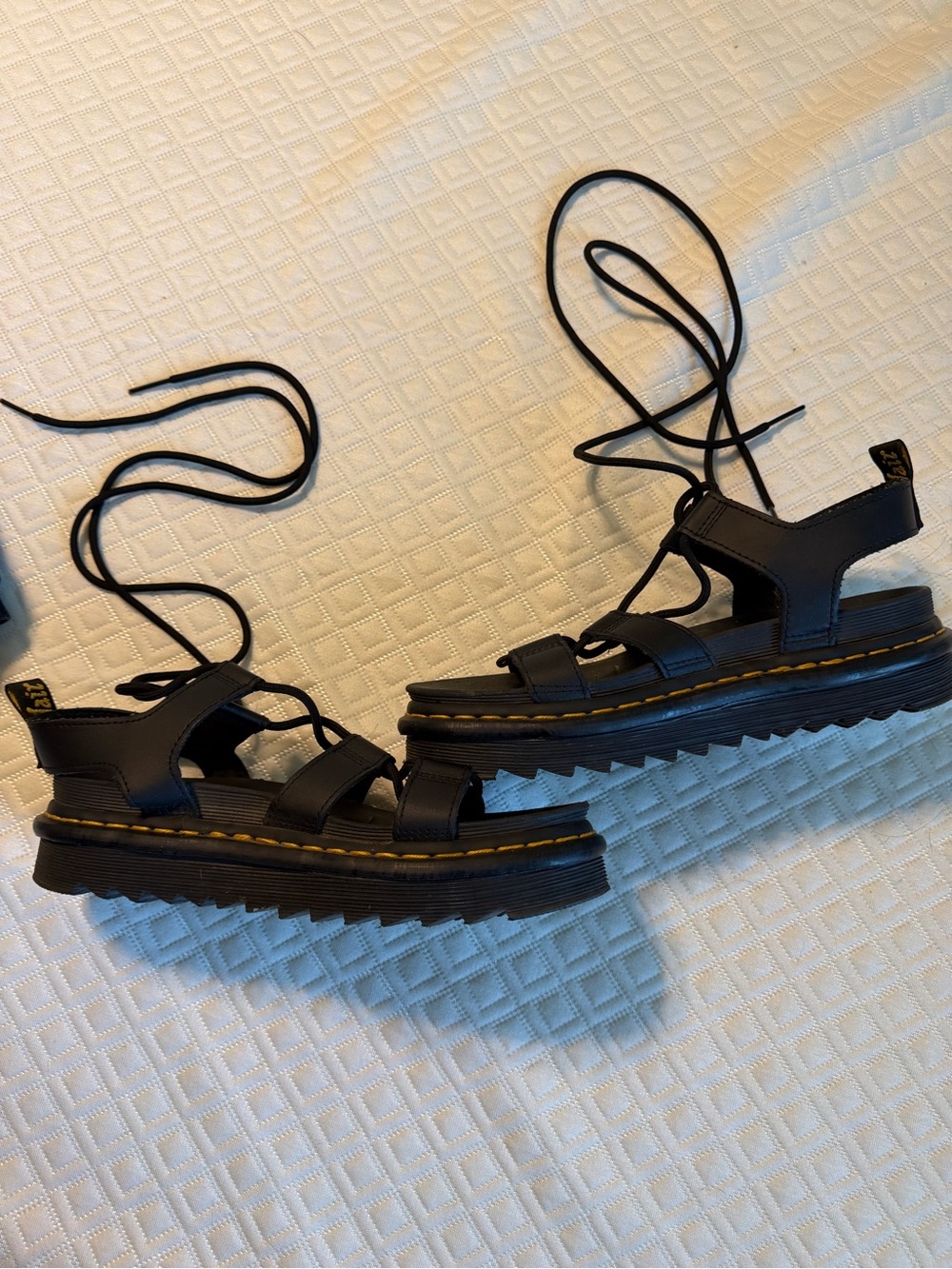 Dr. Martens Black Leather Lace-Up Platform Gladiator Sandals - Picture 3 of 8